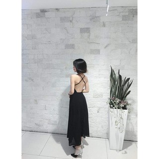 Váy maxi chiffon hở lưng