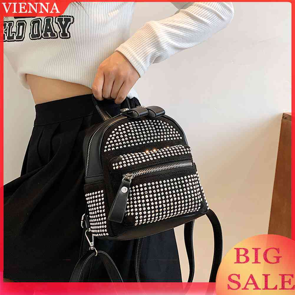 Ba Lô Du Lịch Mini Đính Đá Lấp Lánh Hợp Thời Trang Cho Nữ