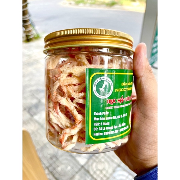 mực hấp dừa xé sợi