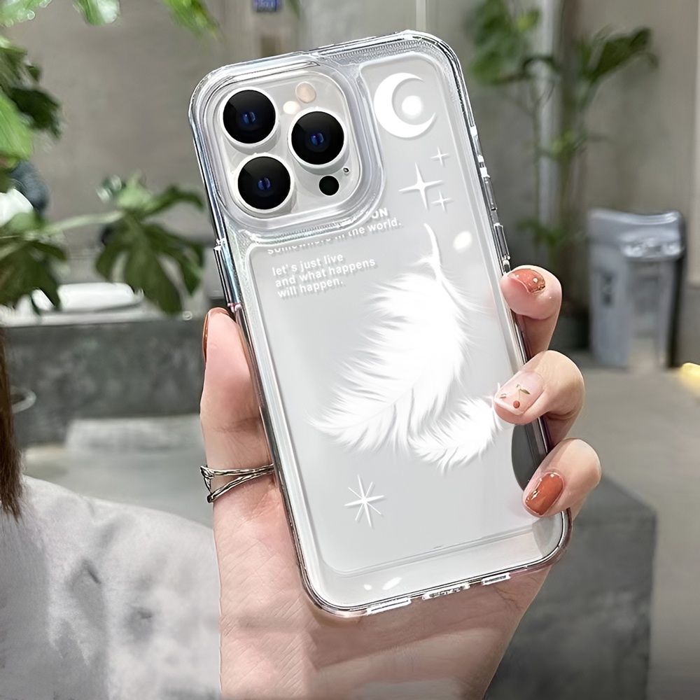 Ốp Điện Thoại Tpu Dẻo In Hình Mặt Trăng Vũ Trụ Trắng Cho iphone 14ProMax 14Plus 13 11 12 7Plus X XR XS Max