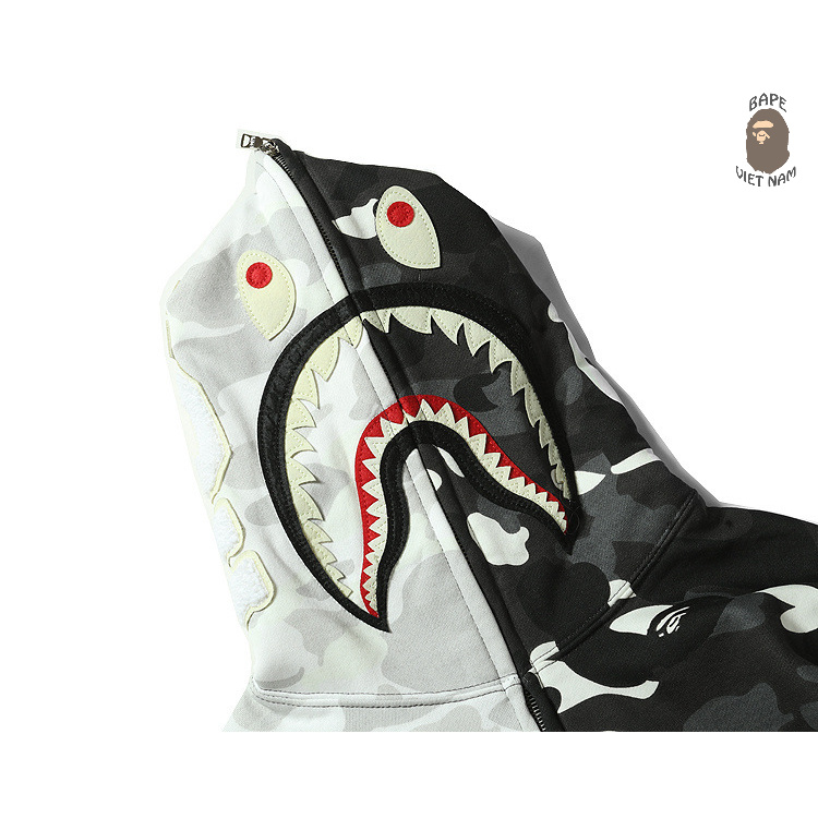 [Ảnh thật + FREESHIP] Jacket Bape Shark Half Camo city fullzip , Áo khoác Hoodie Bape Cá Ngáo