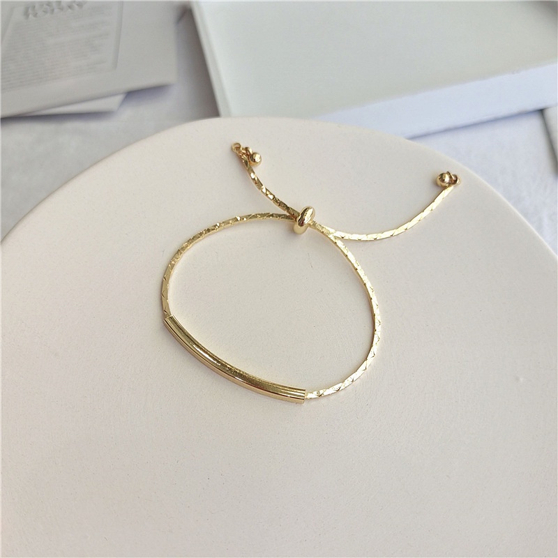 Vòng Tay Dây Xích Màu Vàng / Bạc Đơn Giản Thời Trang Hàn Quốc Có Thể Điều Chỉnh Cho Nữ