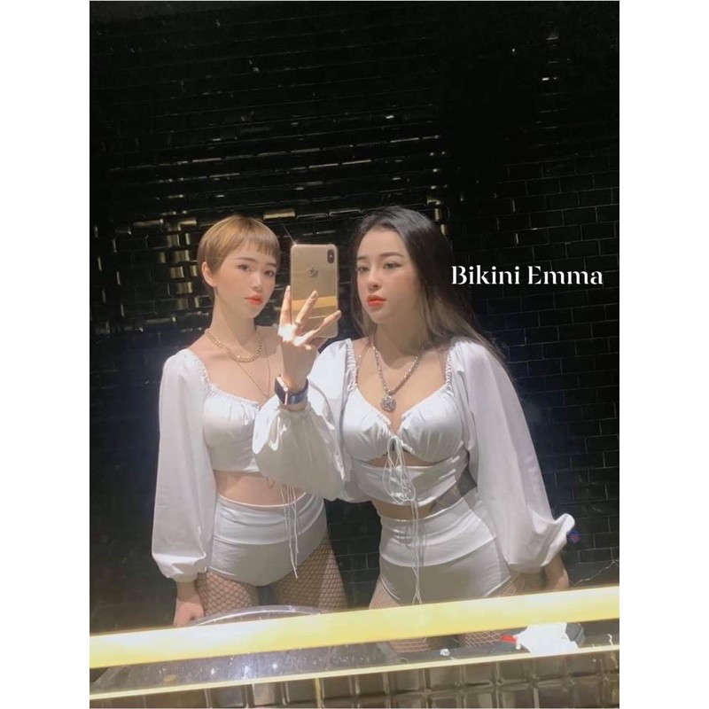 Bikini tay phồng 2 màu hot (hình thật khách mặc) | BigBuy360 - bigbuy360.vn