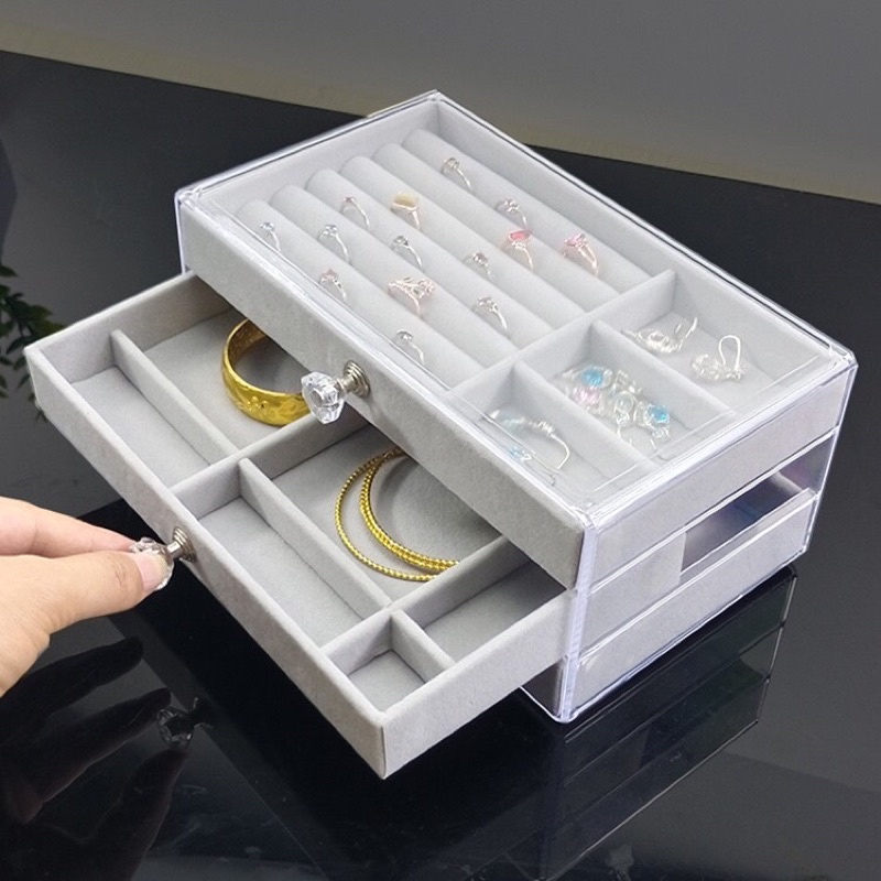 Hộp đựng trang sức 3 tầng sang trọng gọn gàng