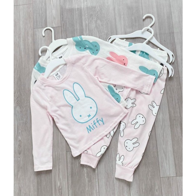 combo 2 bộ thỏ hồng và thỏ trắng chất cotton mùa thu đông cho bé gái