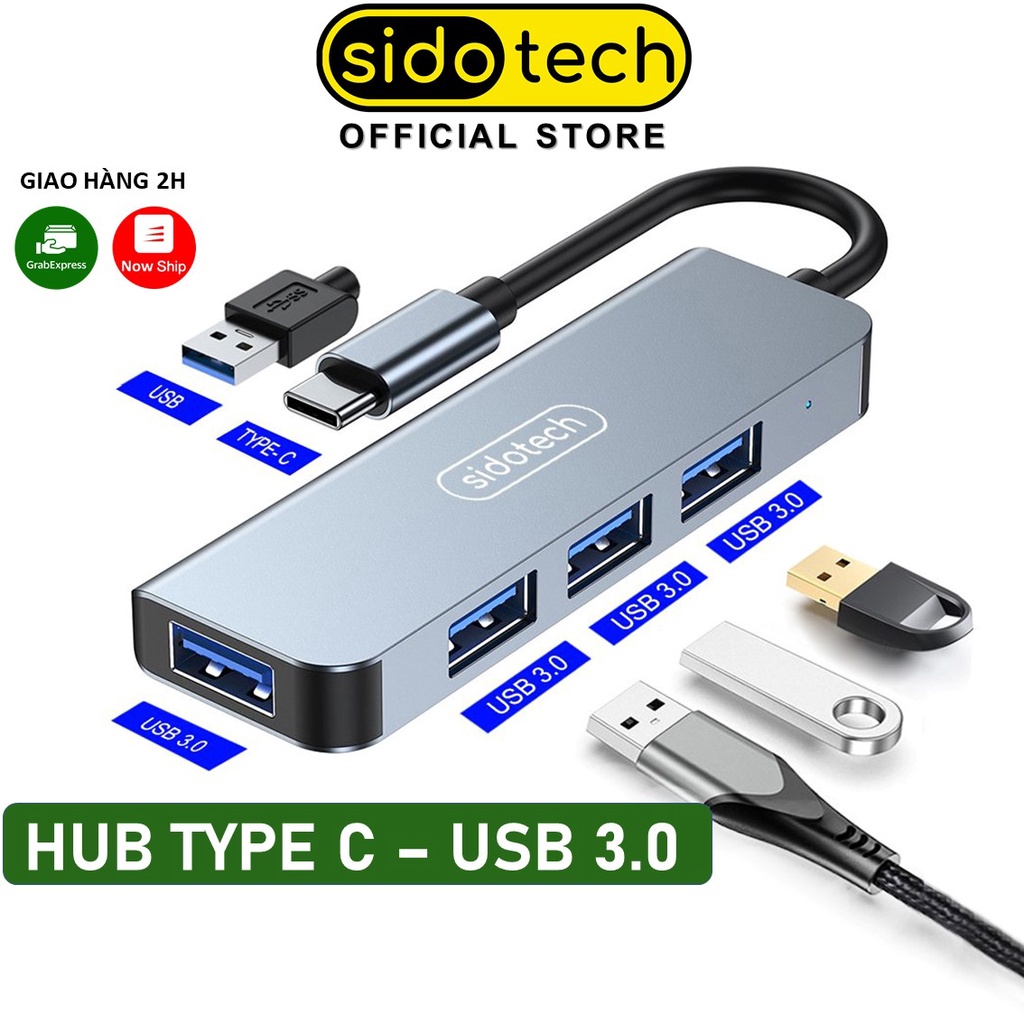 HUB Type C và HUB USB 3.0 tốc độ cao SIDOTECH cổng chia usb mở rộng kết nối chuyển đổi cho Macbook Laptop PC