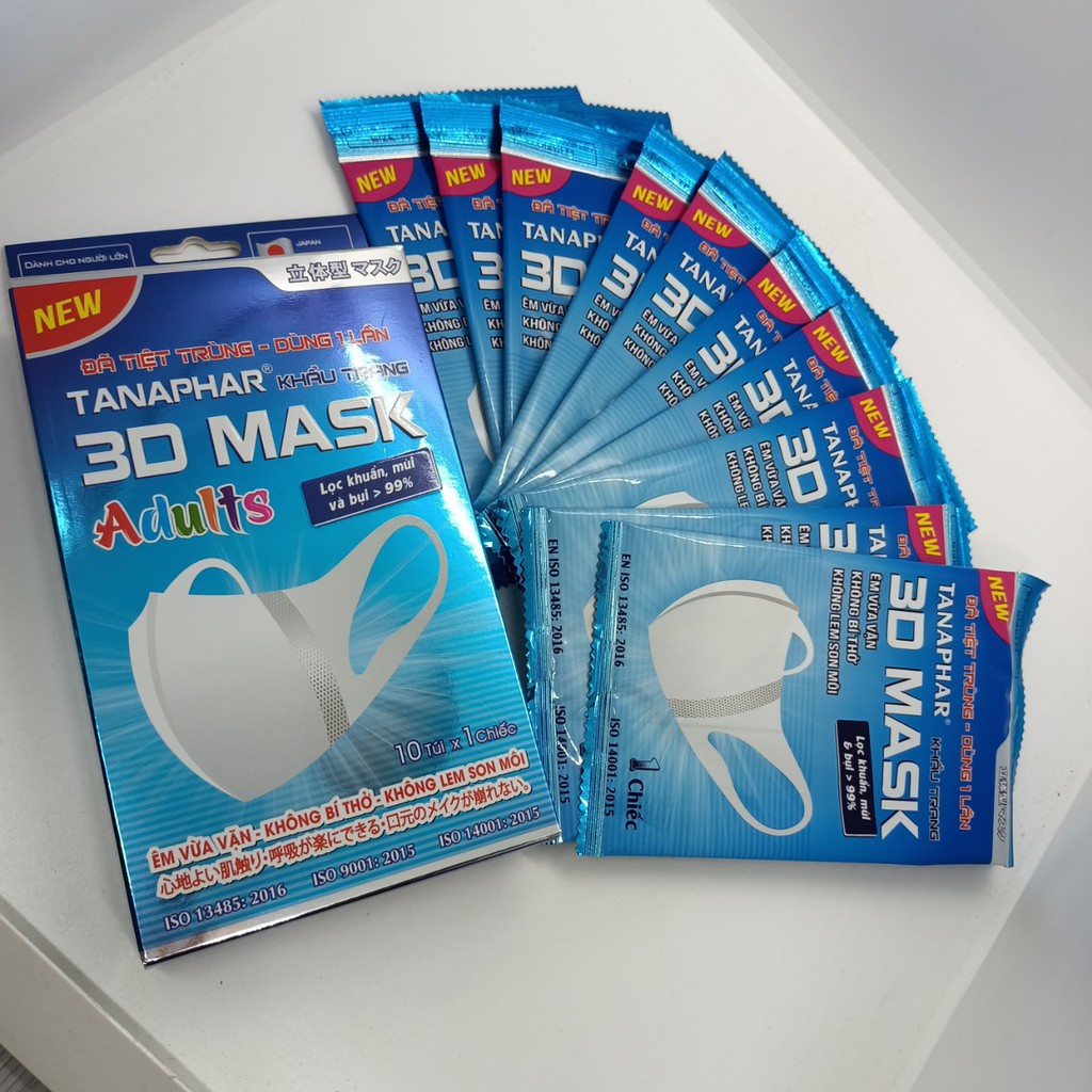 Khẩu trang 3D Mask Tanaphar trẻ em người lớn hộp 10 chiếc