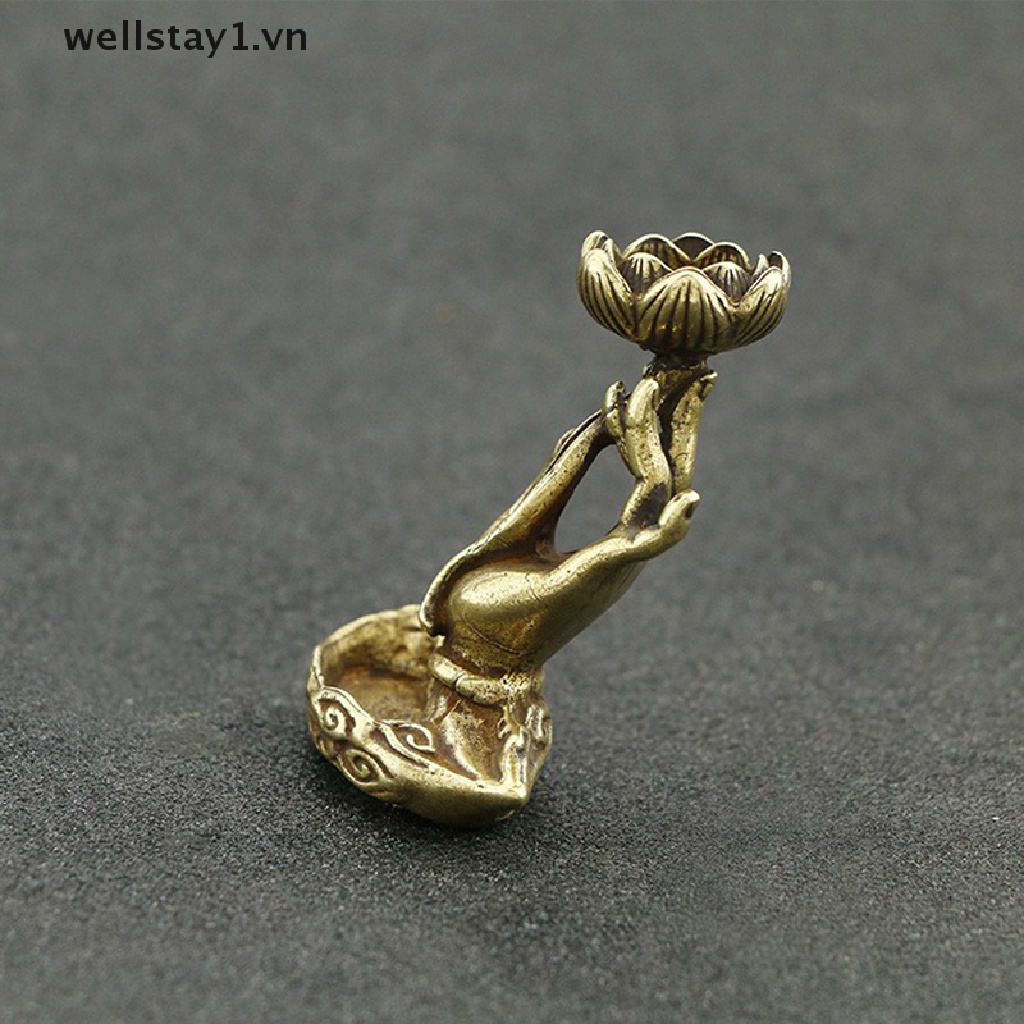 Lư Hương Bằng Đồng Nguyên Chất Hình Bàn Tay Phật Và Hoa Sen