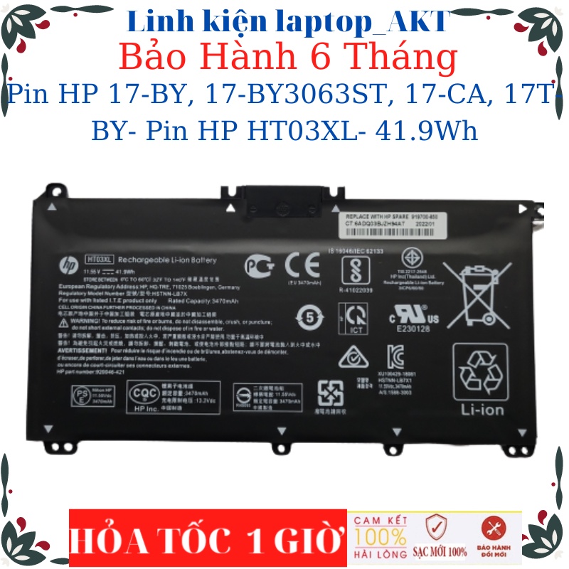 Pin Laptop HP 17-BY, 17-BY3063ST, 17-CA, 17T-BY- Pin HP HT03XL- 41.9Wh
