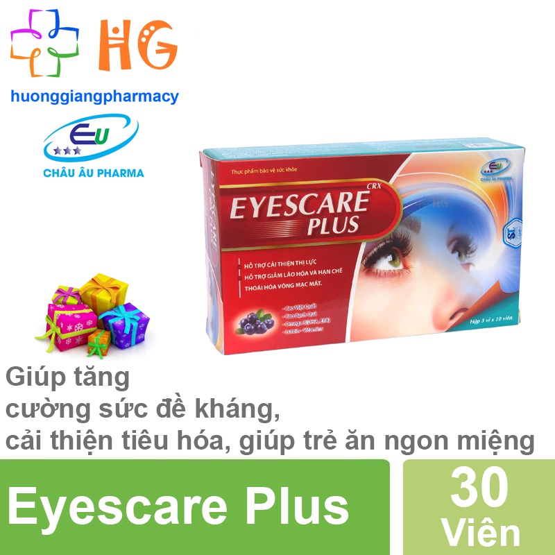Viên uống sáng mắt Eyescare Plus giúp Bổ mắt Hỗ trợ cải thiện thị lực giảm lão hóa mắt và thoái hóa võng mạc Hộp 30 Viên