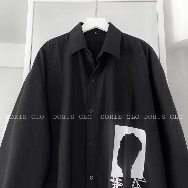 Áo Sơ Mi Nữ Form Rộng Chữ Kí Basic Unisex Dài Tay Trắng và Đen Kiểu Áo Sơ Mi Ullzang Oversize Unisex Hot