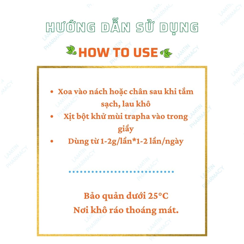 Bột Khử Mùi TRAPHA Khử Mùi Hôi Chân, Khử Mùi Hôi Nách Traphaco Lọ 30g