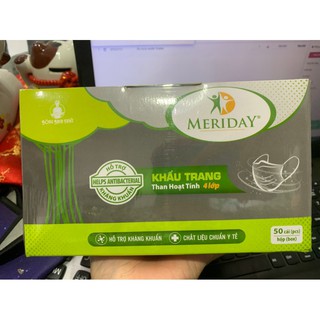 Hộp Khẩu Trang Than Hoạt Tính MERIDAY Bông Bạch Tuyết 4 Lớp ( 50 Cái) -2201568