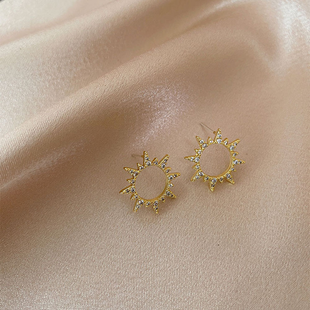 Bông tai kim loại S925 hình mặt trời thời trang cho nữ