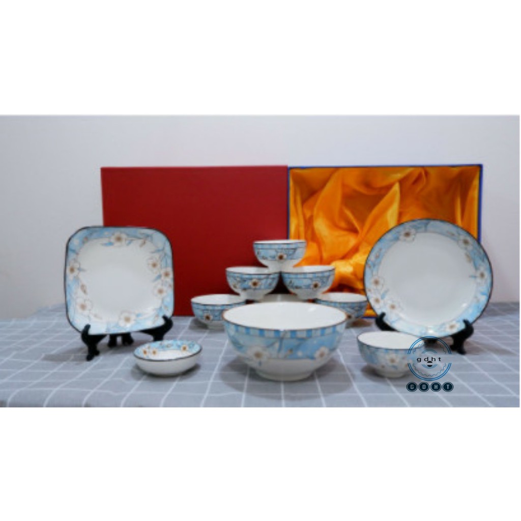 Trọn Bộ Đồ Ăn 13 Món Tô Chén Đĩa Men Trắng Gốm Sứ Cao Cấp