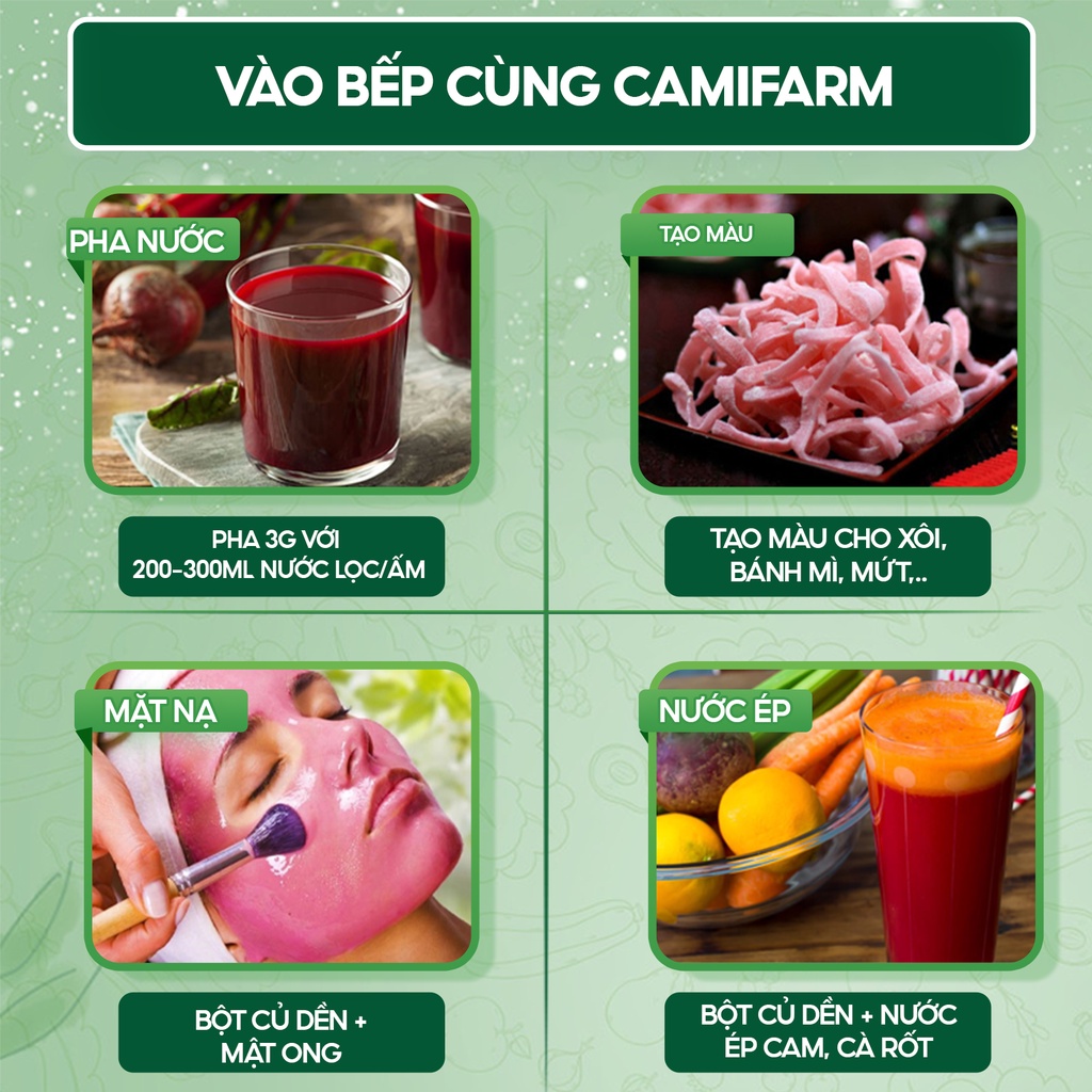 Bột Củ Dền CAMIFARM Bột Rau Củ Nguyên Chất 100% Túi 80G