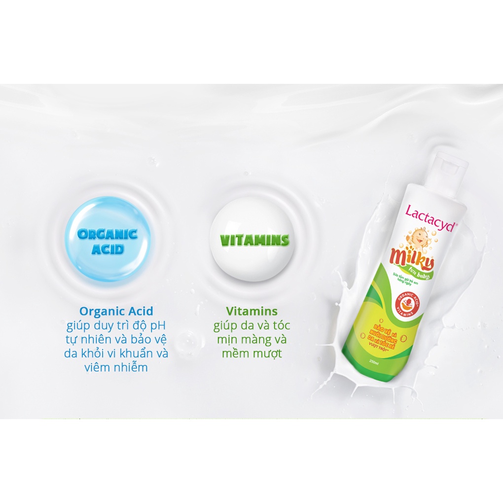 Sữa tắm gội toàn thân cho bé Lactacyd baby extra milky chai 250ml