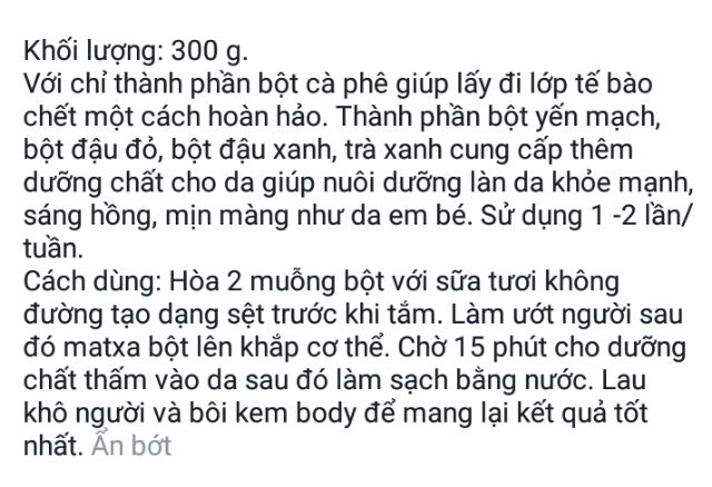 Bột tắm tẩy ngũ cốc