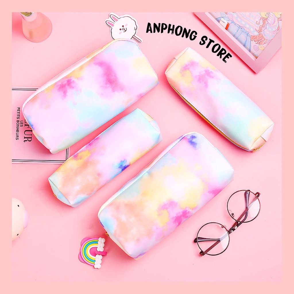 [Văn Phòng Phẩm] Hộp bút vải nhiều màu loang màu pastel hottrend phong cách ins hàn quốc mộng mơ dễ thương.