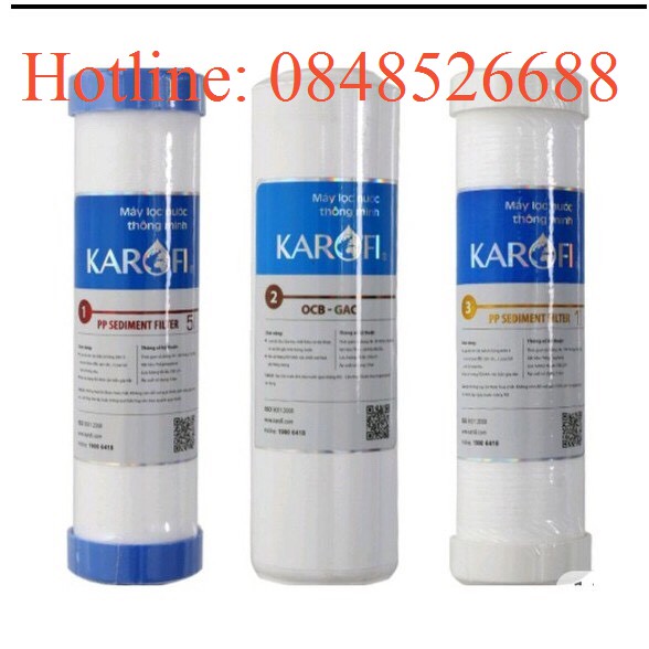 Bộ 3 lõi lọc thô 123 Karofi- Lõi lọc nước Karofi số 123 chính hãng