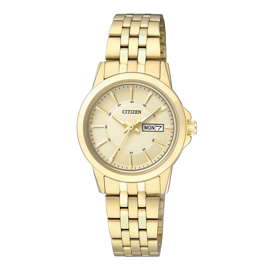 Đồng Hồ Nữ Citizen Dây Thép Không Gỉ EQ0603-59P - Mặt Vàng