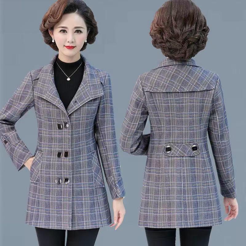 Áo Khoác Dáng Lửng Chống Gió Thời Trang Xuân Thu Mới 2021 Cho Phụ Nữ Trung Niên 40 Tuổi