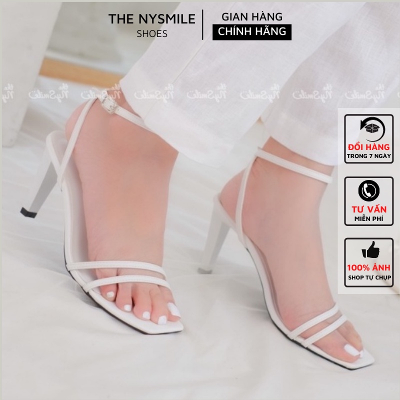 Giày cao gót 2 quai 7cm Thenysmile, Sandal công sở gót nhọn quai mảnh sang chảnh - mosha