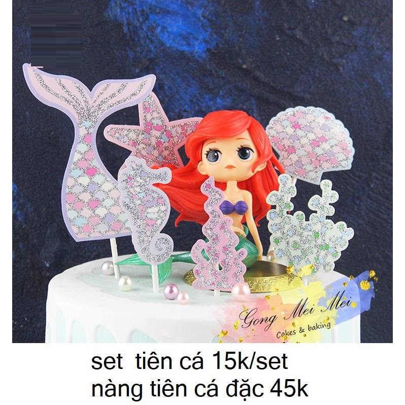 Trọn bộ nàng tiên cá tặng kèm topper lâu đài cắm bánh sinh nhật lộng lẫy