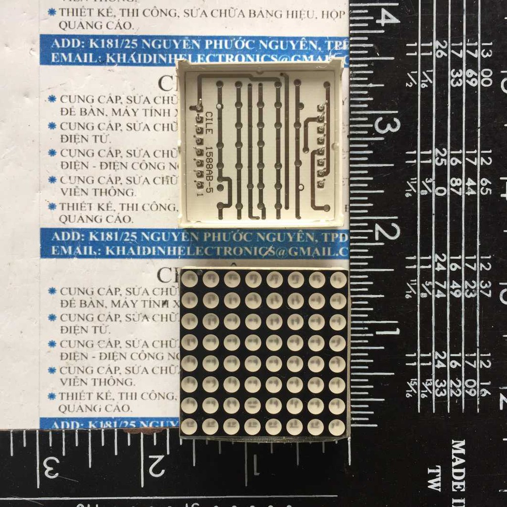 MODULE MA TRẬN 8x8, P3.7 1 MÀU ĐỎ, MATRIX 38x38mm kde3548