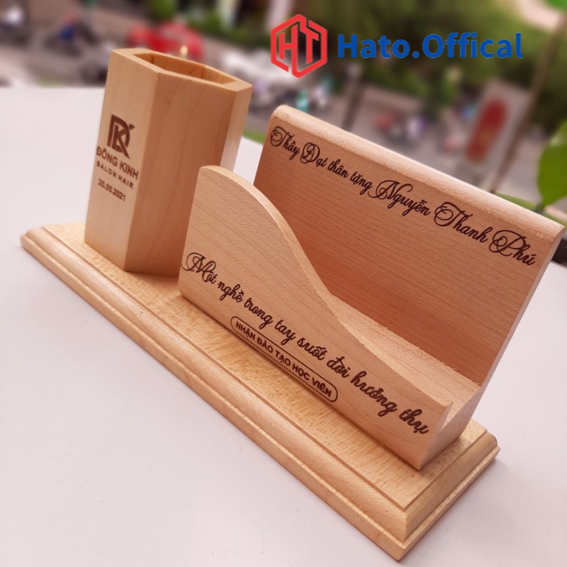 Kệ đựng bút, ống đựng bút bằng gỗ handmade, khắc tên theo yêu cầu miễn phí chất liệu gỗ thông cao cấp Hato Offical