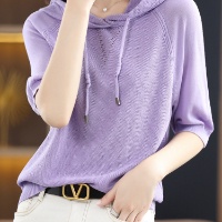 Áo Hoodie Tay Ngắn Dáng Rộng Màu Sắc Đơn Giản Thời Trang Cho Nữ