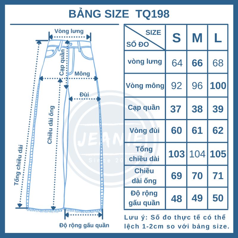 Quần jean suông loang màu cá tính JEANIE quần bò ống đứng form dài TQ198