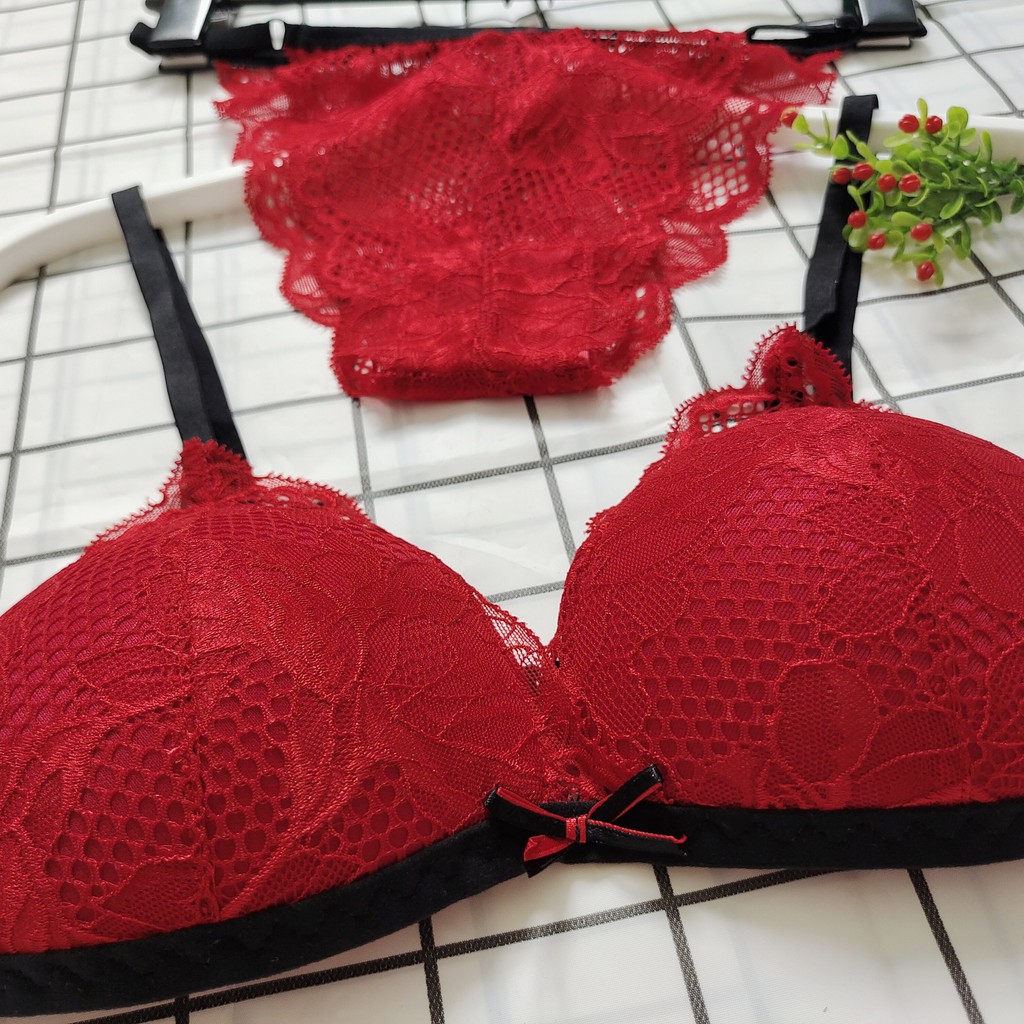 Set Bra - Bralette ren sexy không gọng, mút mỏng - Màu đỏ - NY08 | BigBuy360 - bigbuy360.vn