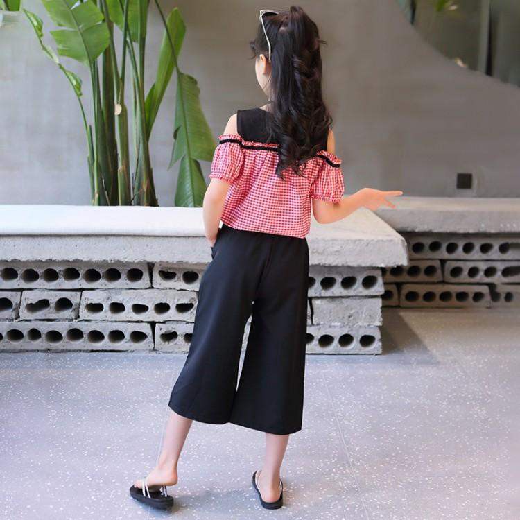 Bộ quần áo nữ trẻ em ống rộng áo tay ngắn 2 dây (Xả kho) | BigBuy360 - bigbuy360.vn