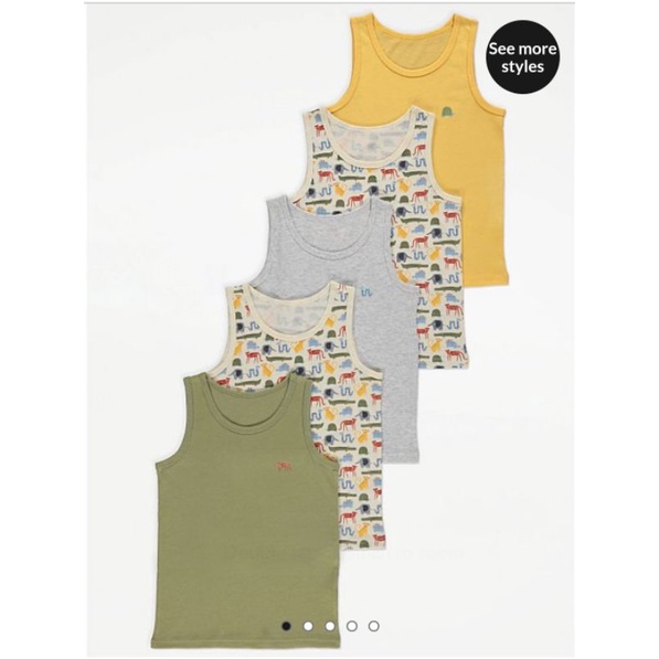 Set 5 áo ba lỗ cotton cho bé trai G.eorge A.uth size 3/4y đến 9/10y