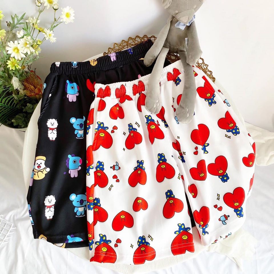 QUẦN SHORT CARTOON HOẠT HÌNH - QUẦN SHORT UNISEX NAM NỮ - SHORT BMO, BT21