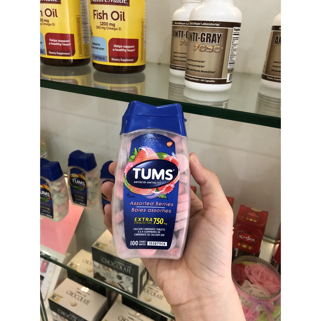 Kẹo ngậm bao tử Tums Extra Strength 750 (100viên)