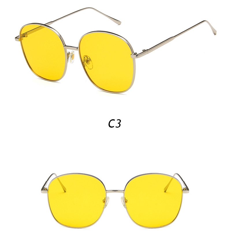 Kính Mát Gọng Kim Loại Tròn Chống Tia Uv Phong Cách Hàn Quốc Thời Trang