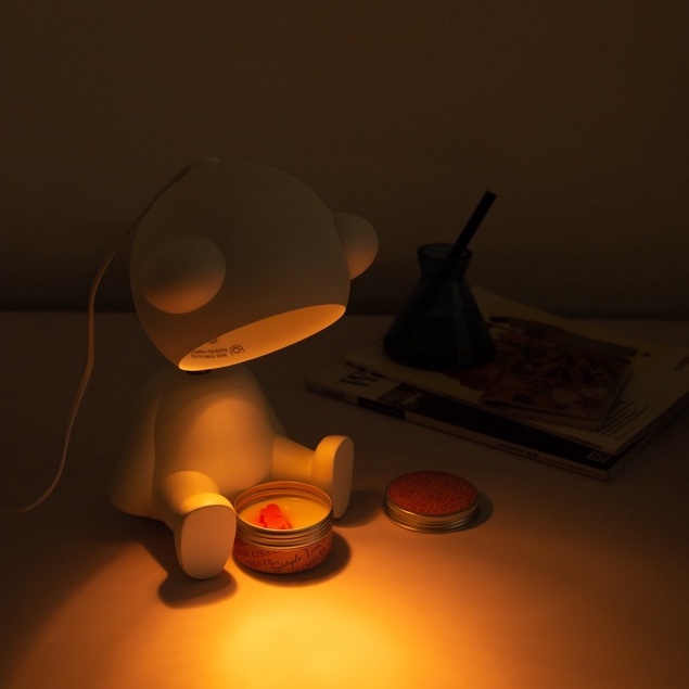 Đèn Đốt Nến Thơm Chuyên Dụng Chia.kandles Đèn White Bear Dễ Thương