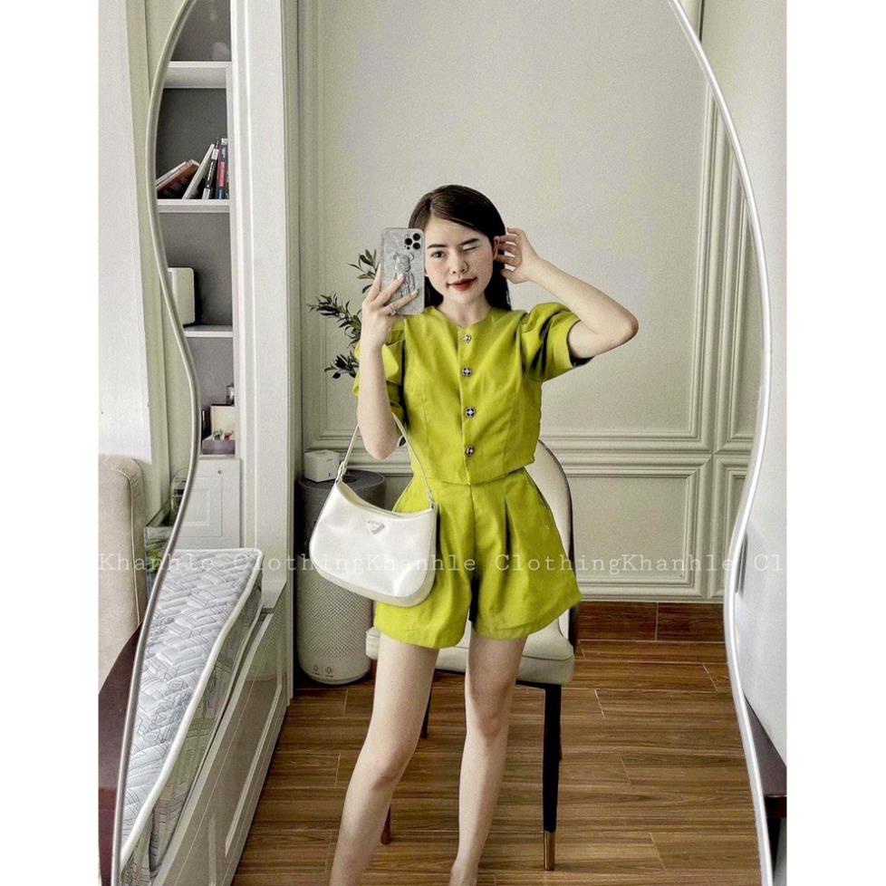 [ 𝐅𝐑𝐄𝐄 𝐒𝐇𝐈𝐏 ]  SSET SƠ MI XANH CỐM CỔ TIM QUẦN ĐÙI Ạ