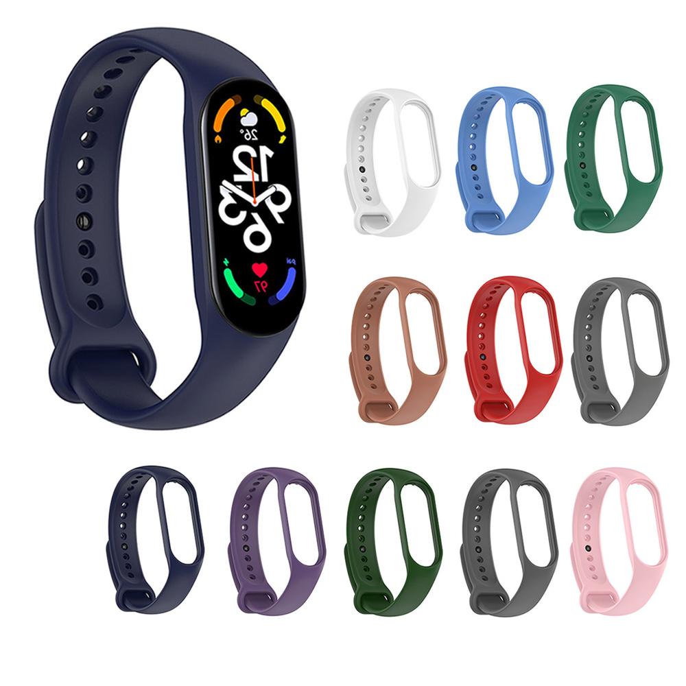 Dây Đeo Thay Thế Chất Liệu Silicon Màu Trơn Cho Xiaomi Mi Band 7 6 5 6 7