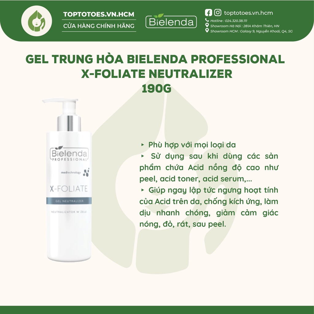 Gel trung hòa Bielenda Professional X-foliate Neutralizer ngăn ngừa kích ứng khi peel - 190g