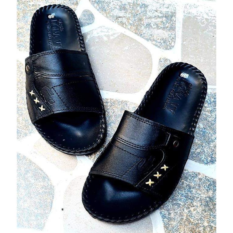 Dép Nam Da Bò, Dép Quai Ngang Da Thật shop KINSON A11