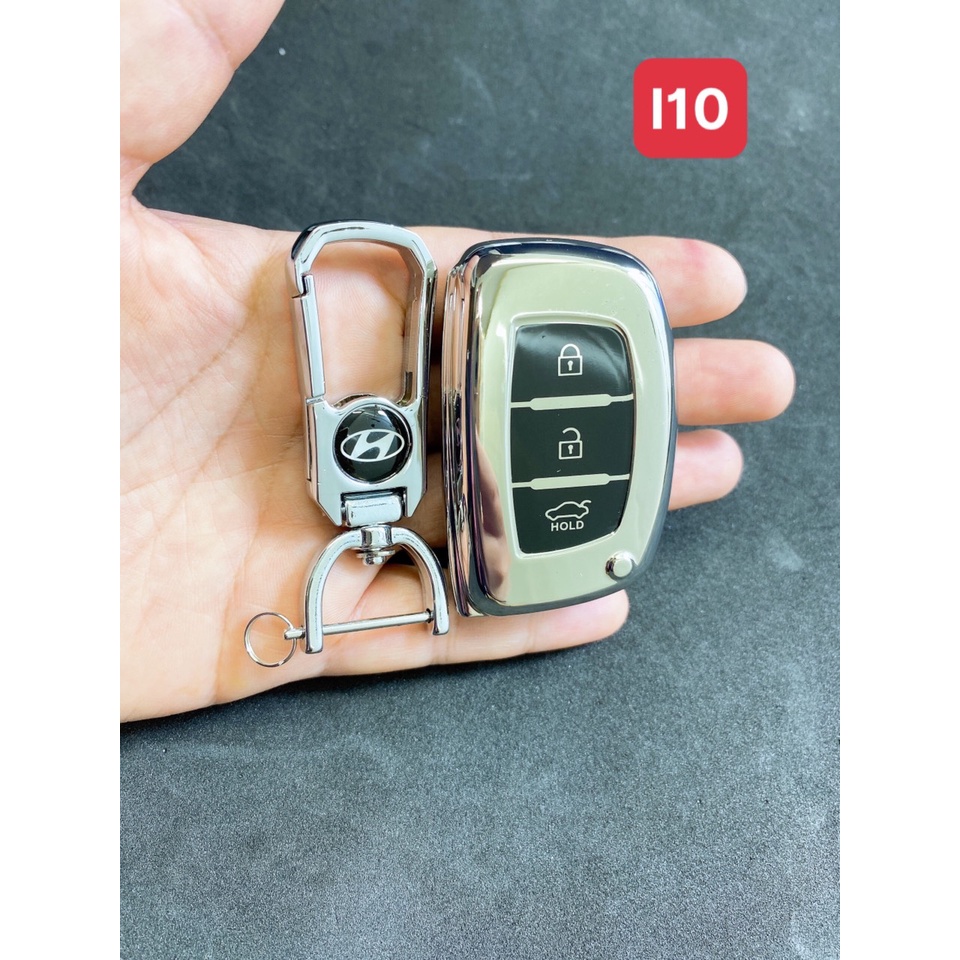 Bọc chìa khoá Mạ Inox xe ô tô Hyundai i10, Tucson, Elantra. chìa thông minh Smart Key