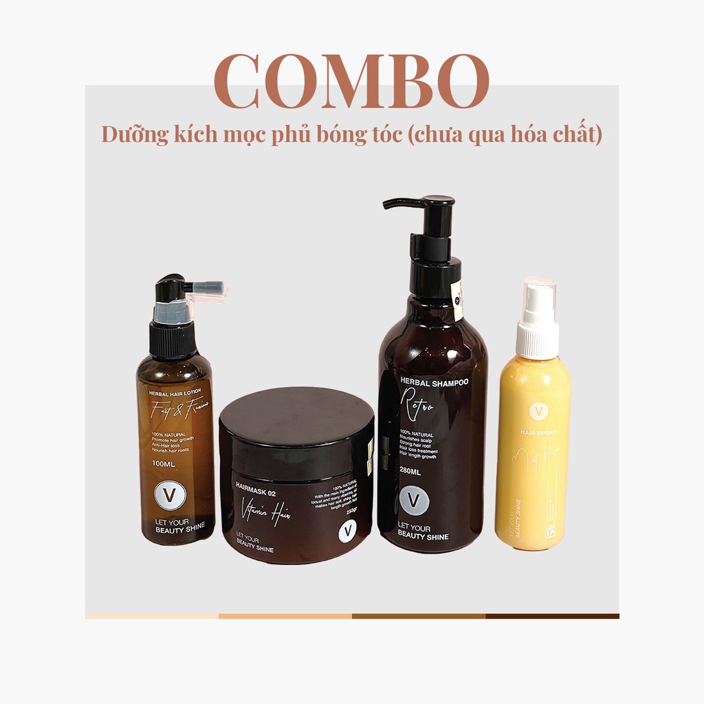 Combo Dưỡng Kích Mọc, Phủ Bóng Tóc, Tóc Bóng Khỏe, Mềm Mượt Vô Nếp COMBO 12 Vyvy Haircare