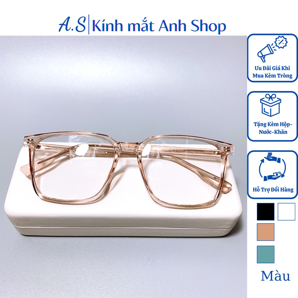 Kính vuông to thời trang nam nữ nhựa dày dặn lõi kim loại cứng cáp 17168