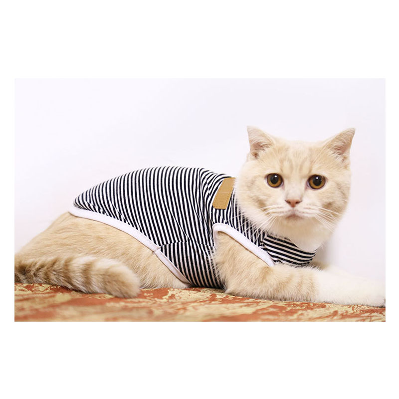 Thời Trang Thú Cưng Mùa Xuân Và Mùa Hè Sọc áo Vest Mèo Và Chó Cỡ Nhỏ Và Vừa Bằng Cotton Tinh Khiết Quần áo Viền Thoáng Khí Thoải Mái