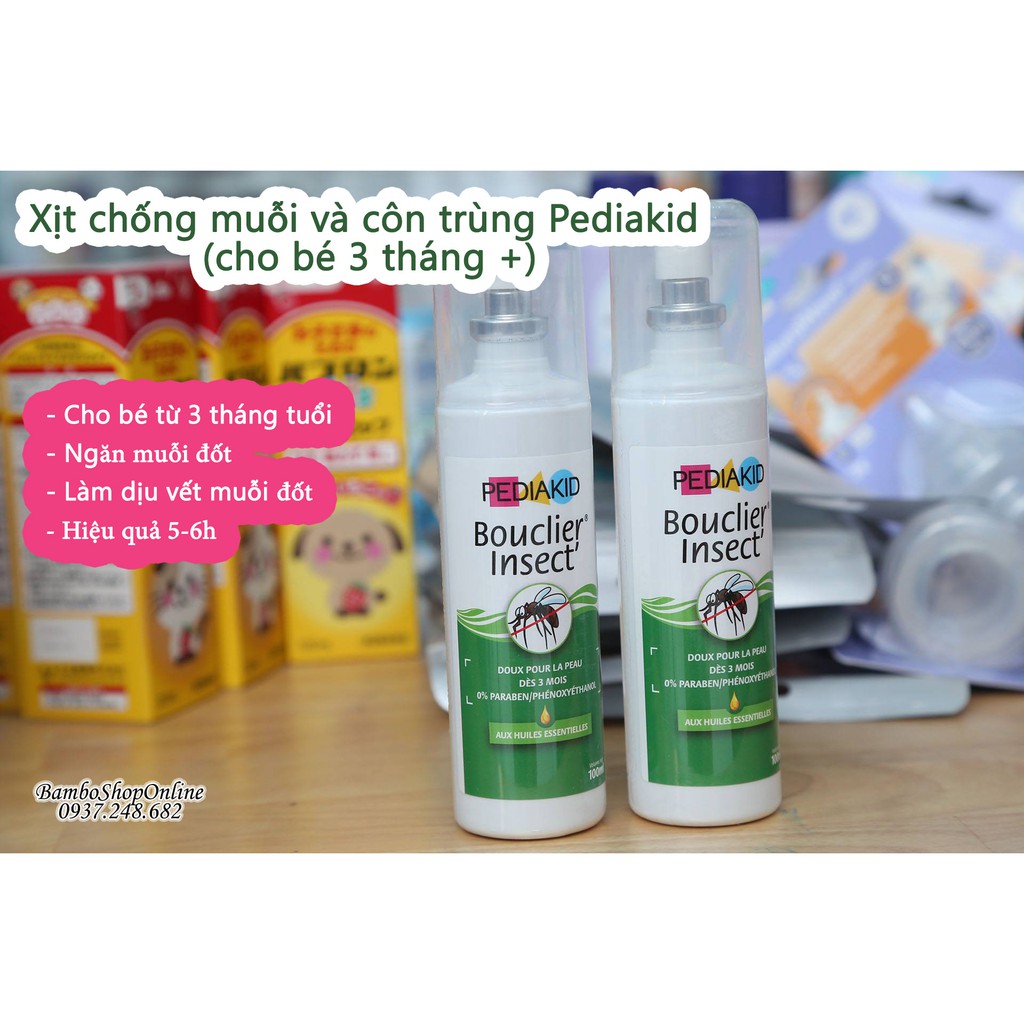 Xịt chống muỗi và côn trùng cắn Pediakid - cho bé từ 3 tháng cực nhạy cực ăn toàn (100ml) - Hàng nội địa Pháp