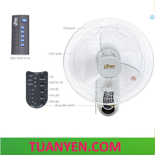 [co grap ship] Quạt Treo Tường Remote (Điều Khiển Từ Xa) Lifan T-1688.