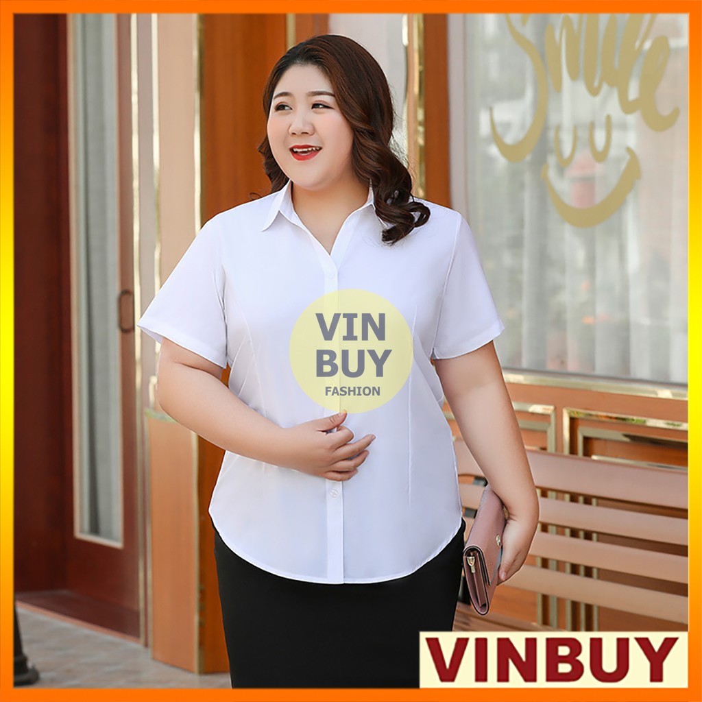 áo sơ mi trắng nữ bigsize VINBUY form áo lên đến 90kg - 100kg NoBrandYesSilk